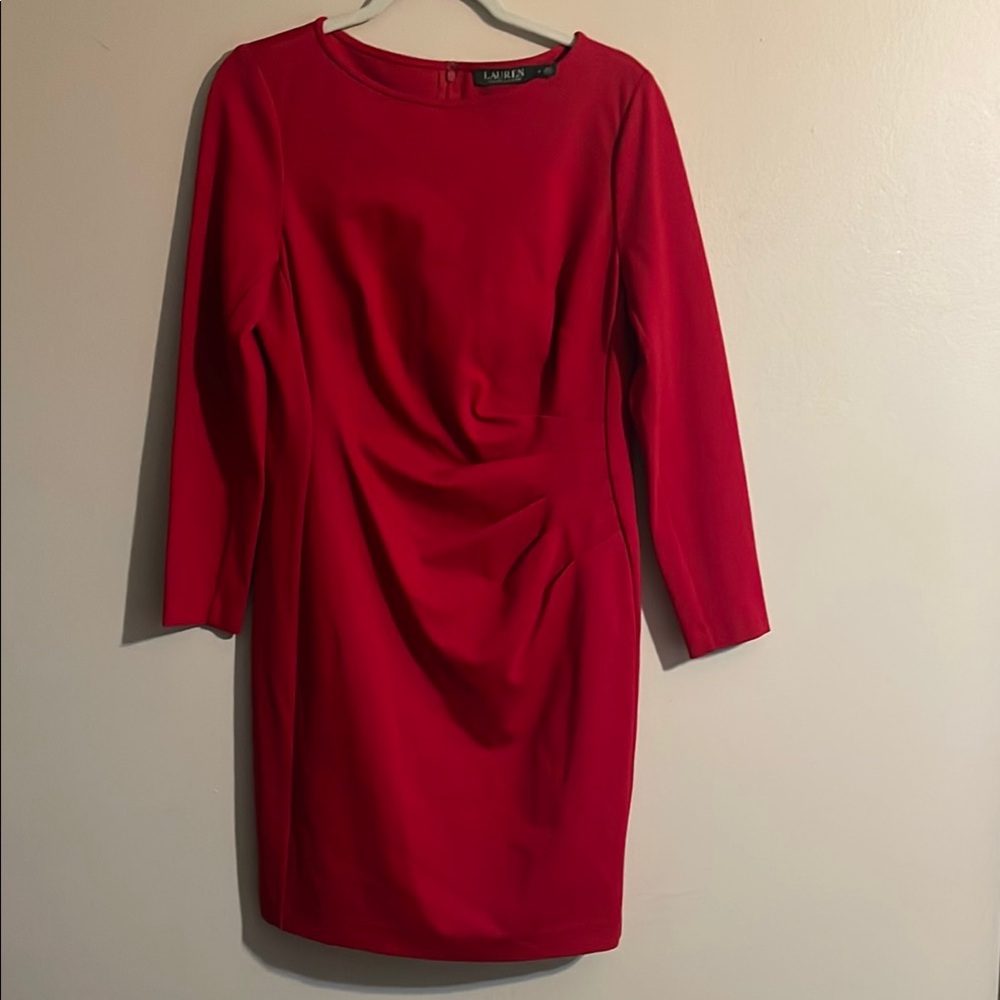 Ralph Lauren Red Long Sleeve Sheath Dress